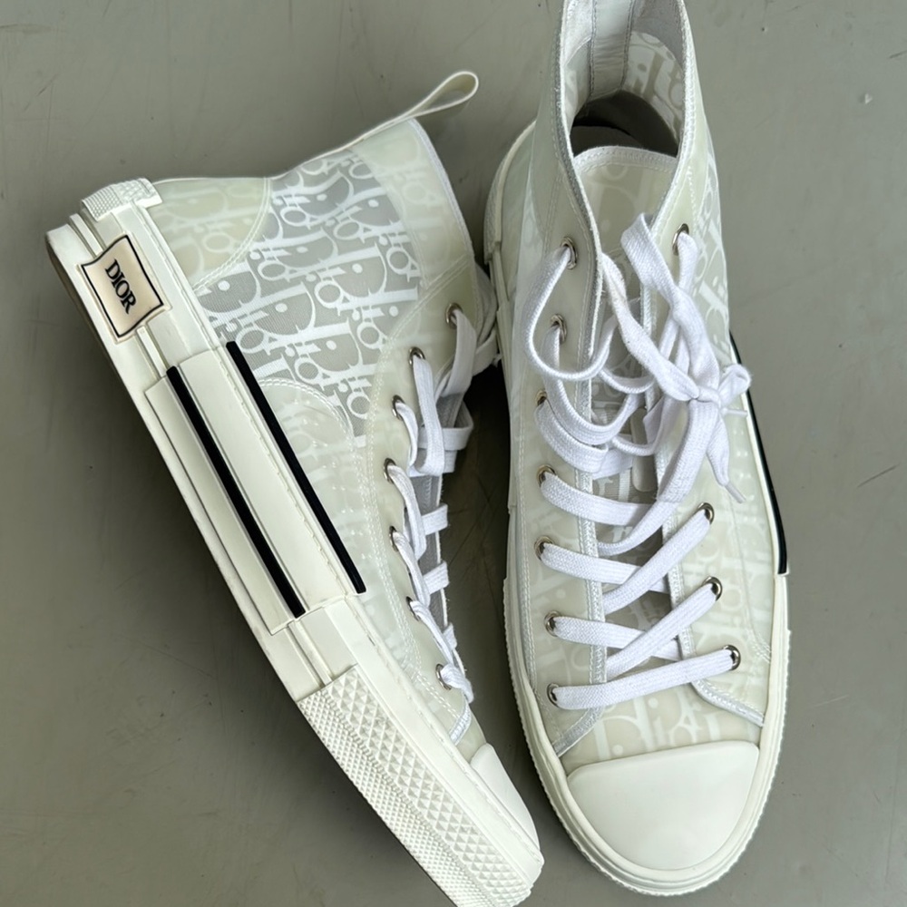 Authentic Dior Monogram High-Top Sneakers B23 High 'Dior Oblique - White